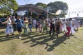 people perform folk dance during the traditional Sao Joao june fest. Brazil Royalty Free Stock Photo