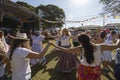 people perform folk dance during the traditional Sao Joao june fest. Brazil