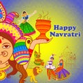 People performing Dhunuchi dance and Garba for Happy Navratri in Indian art style Royalty Free Stock Photo