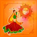 People performing Garba dance on poster banner design for Dandiya Night