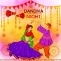 People performing Garba dance on poster banner design for Dandiya Night