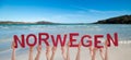 People Hands Building Word Norwegen Means Norway, Ocean And Sea Royalty Free Stock Photo