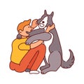Guy Dog Hugs Composition