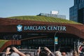 People photographing Barclays Center, Brooklyn, New York, USA.