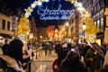 People photographing the entrance to Christmas Market Royalty Free Stock Photo