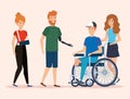 People with physical rehabilitation and healthcare disabling Royalty Free Stock Photo