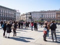 People on Piazza del Duomo in Milan in midday