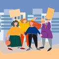 People picketing, protesting. Vector illustration