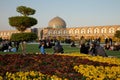 People Picnicking in the Naghshe Jahan Square of Isfahan Royalty Free Stock Photo