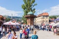 People at the pigeon square in Bascarsija district, Sarajevo, Bosnia.