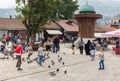 People at the pigeon square in Bascarsija district, Sarajevo, Bosnia.