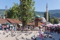 People at the pigeon square in Bascarsija district, Sarajevo, Bosnia.