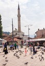 People at the pigeon square in Bascarsija district, Sarajevo, Bosnia.