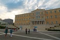 People and pigeons near Parliament in Athens, Greece Royalty Free Stock Photo