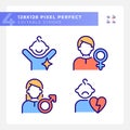 People pixel perfect RGB color icons set Royalty Free Stock Photo