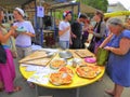 Pizza making stall in market