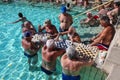 People plaing chess in Szechenyi Spa (Bath, Therms) in Budapest