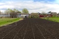 People plant potatoes in the garden. The village of Kivsert-Yanishevo. Chuvashia. Russia