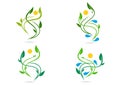 People, plant, water, natural, logo, health, sun, leaf, ecology, symbol icon design vector set