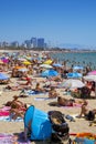 People at Platja del Bogatell beach, in Barcelona, Spain Royalty Free Stock Photo