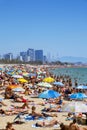 People at Platja del Bogatell beach, in Barcelona, Spain Royalty Free Stock Photo