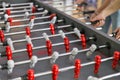 People play foosball closeup indoor Royalty Free Stock Photo