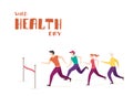 Running People and Lettering World Health Day on White Background