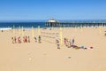 People play volleyball and train at the beach