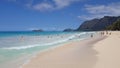 People play in water Gentle wave lap shore