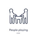 people playing air hockey icon from recreational games outline collection. Thin line people playing air hockey icon isolated on