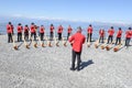 People playing the alphorn at Mount Generoso on Switzerland