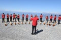 People playing the alphorn at Mount Generoso on Switzerland