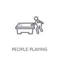 People playing Billiard icon linear icon. Modern outline People