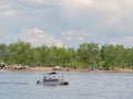 People playing boat in the Cherry Creek State Park Royalty Free Stock Photo