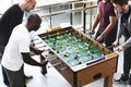 People Playing Enjoying Foosball Table Soccer Game Recreation Le Royalty Free Stock Photo