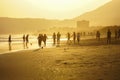 People playing football in beach of Mukalla City, Yemen, 2020 Royalty Free Stock Photo