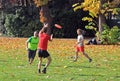 People are playing frisbee in city park