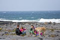 People playing with a dog, Doolin, Ireland Royalty Free Stock Photo