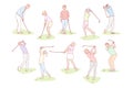 People playing golf set concept
