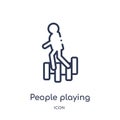 people playing hopscotch icon from recreational games outline collection. Thin line people playing hopscotch icon isolated on