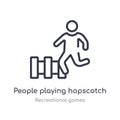 people playing hopscotch outline icon. isolated line vector illustration from recreational games collection. editable thin stroke