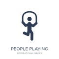 People playing Jumping rope icon icon. Trendy flat vector People Royalty Free Stock Photo