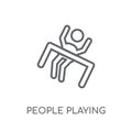 People playing Limbo icon linear icon. Modern outline People pla
