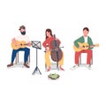 People playing music flat color vector faceless character Royalty Free Stock Photo