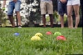 People playing patanque in park