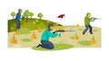 People Playing Target Shooting Game Vector Art, vector design Generative AI Royalty Free Stock Photo