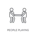 People playing Tug of war icon linear icon. Modern outline Peopl Royalty Free Stock Photo