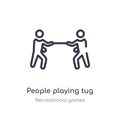 people playing tug of war outline icon. isolated line vector illustration from recreational games collection. editable thin stroke Royalty Free Stock Photo