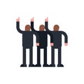 People points up hand. Group of people stand back. Vector illustration Royalty Free Stock Photo