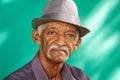 People Portrait Serious Elderly African American Man With Hat